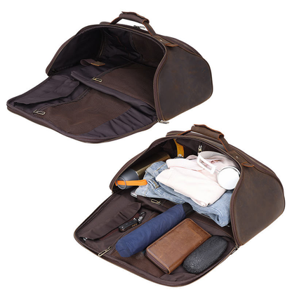 Bolsa de Viaje Convertible en Mochila de Cuero — Marrón