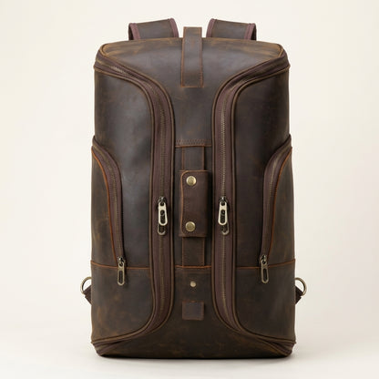Bolsa de Viaje Convertible en Mochila de Cuero — Marrón
