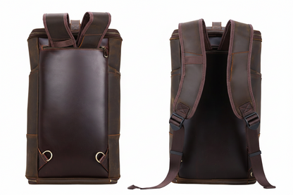 Bolsa de Viaje Convertible en Mochila de Cuero — Marrón